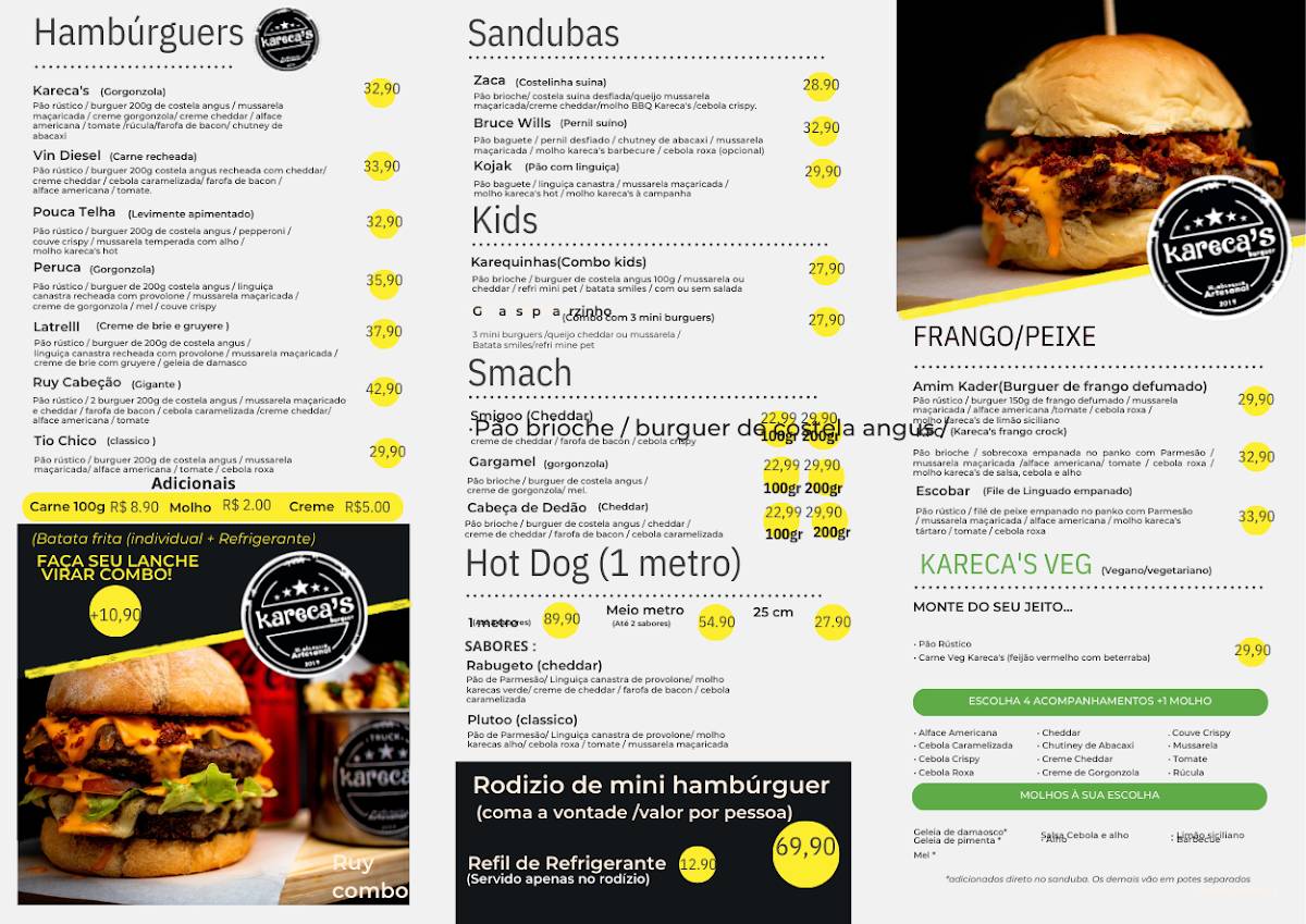 Karecas Burguer VG cardápio