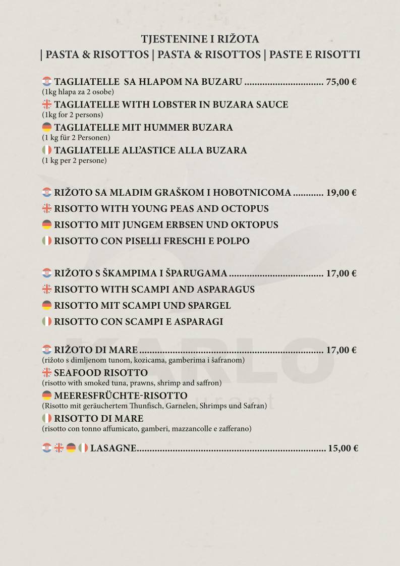 Menu di Karlo Restaurant 