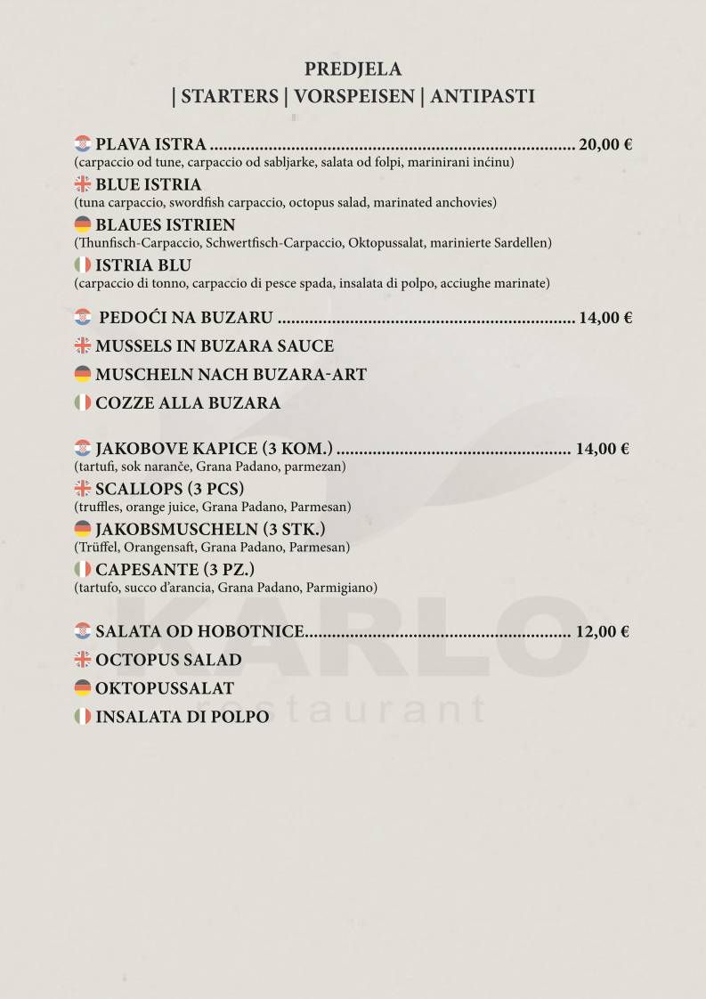 Menu di Karlo Restaurant 