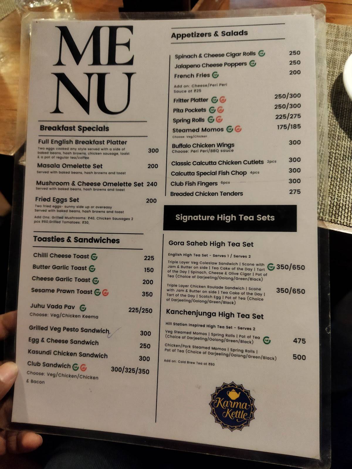 Karma Kettle Retail Store menu