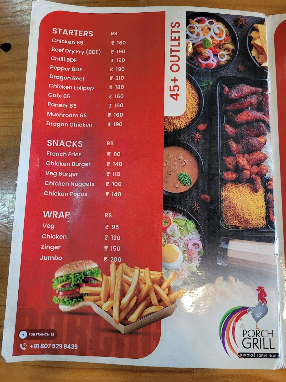 Porch Grill menu