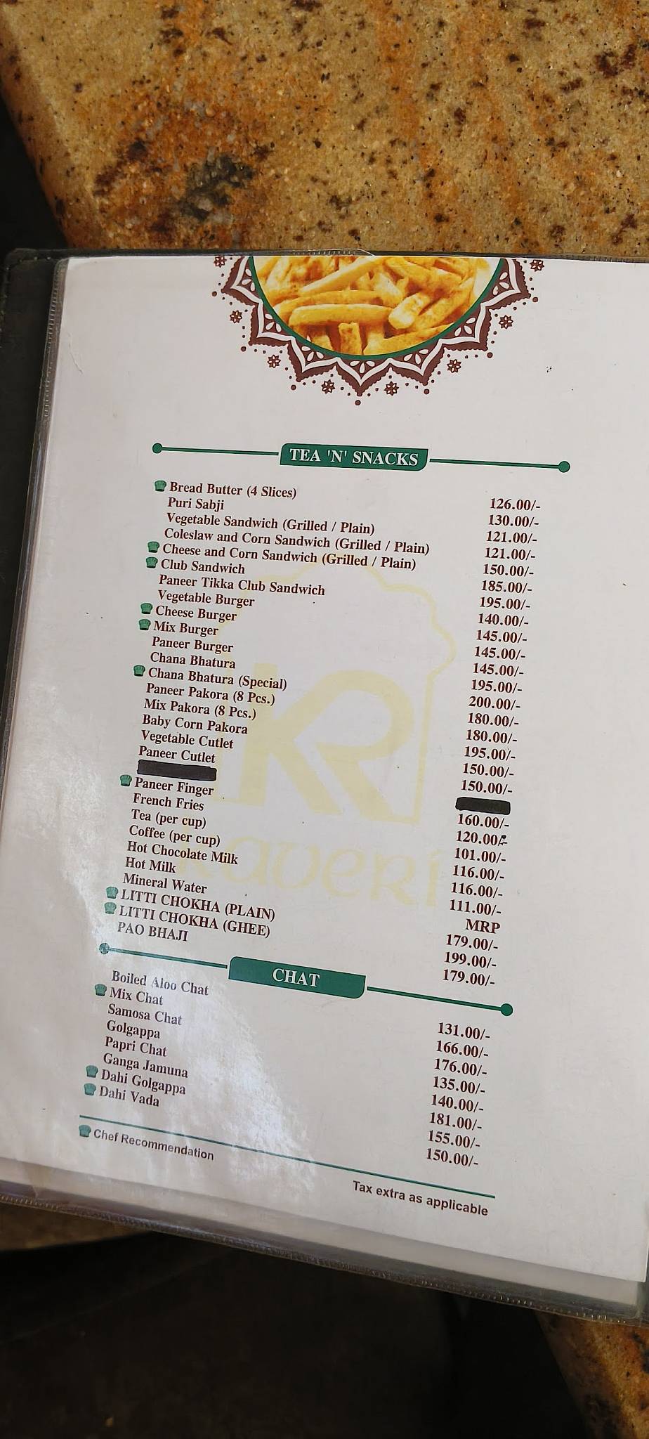 Kaveri Restaurant menu