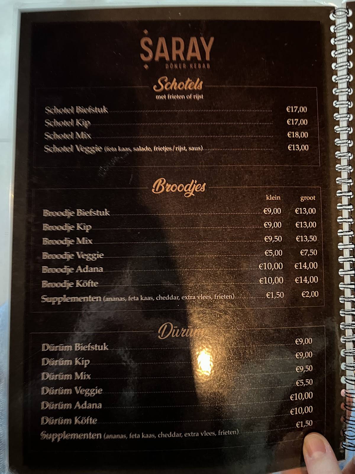 Menu de Kebap Saray
