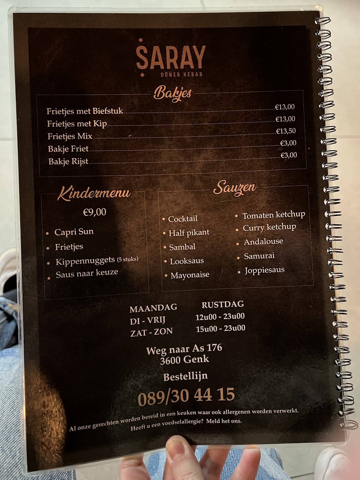 Menu de Kebap Saray