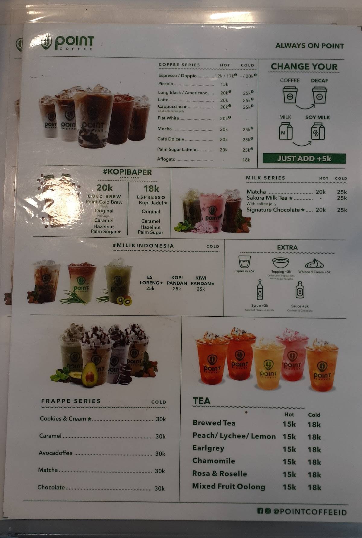 Menu at Point Coffee, Kebumen