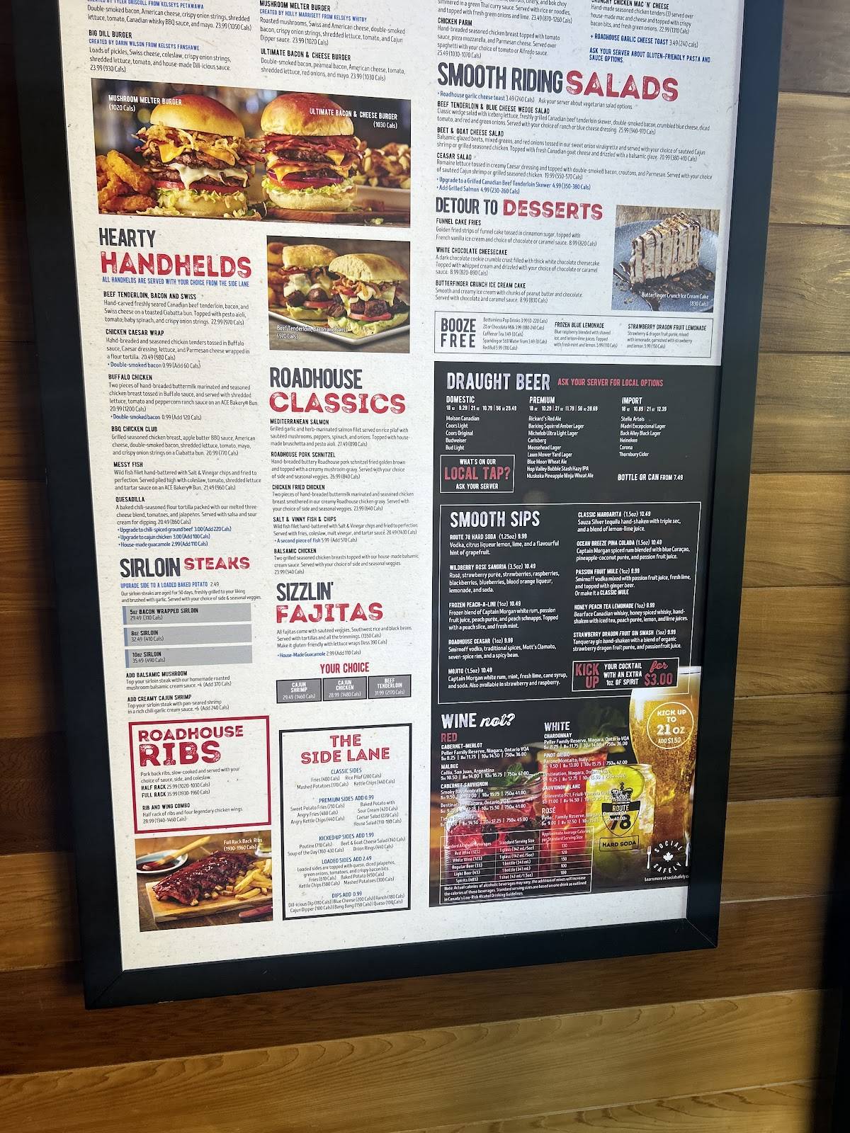Menu de Kelseys Original Roadhouse Niagara Falls