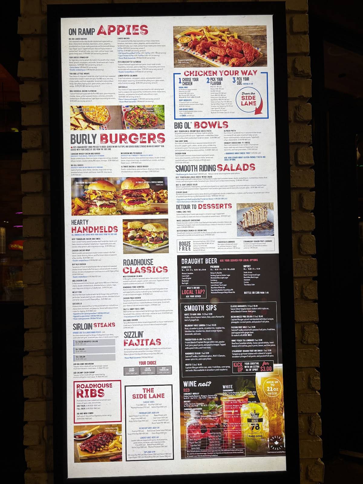 Menu de Kelseys Original Roadhouse Niagara Falls