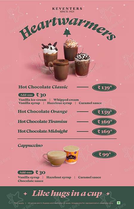 Keventers - The Original Milkshake menu