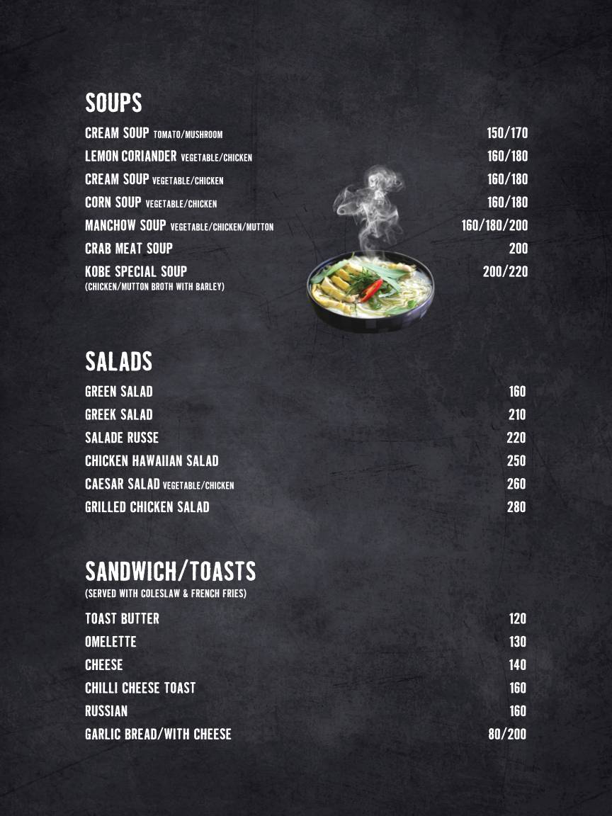 Kobe Sizzlers Mak Mall menu