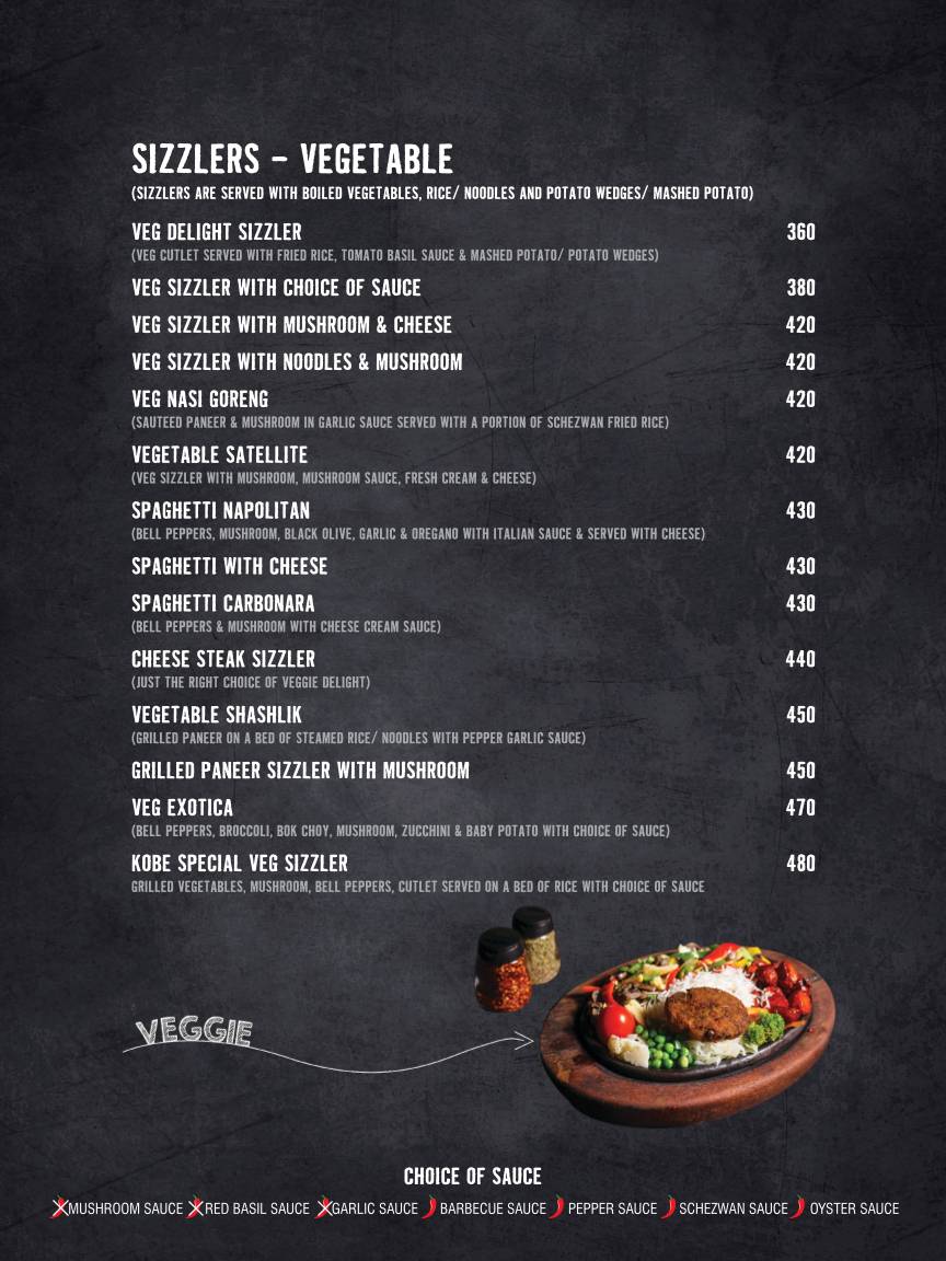 Kobe Sizzlers Mak Mall menu
