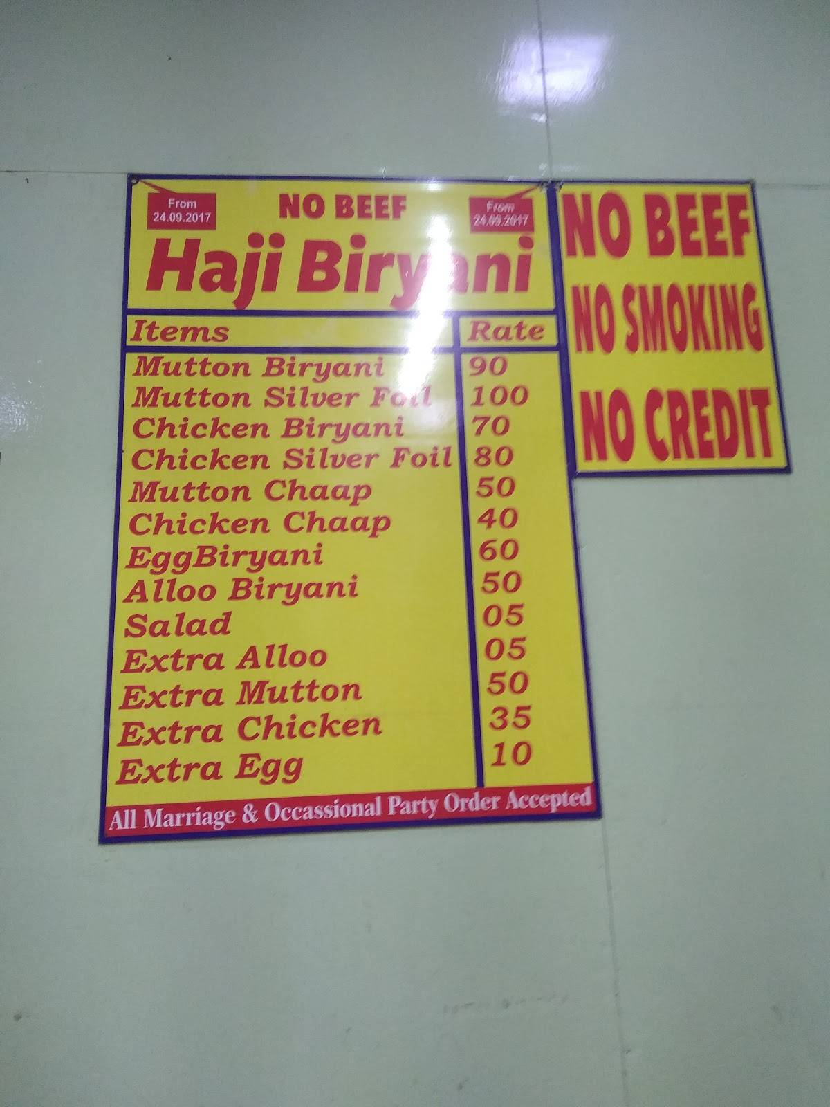 Haji Biriyani House menu