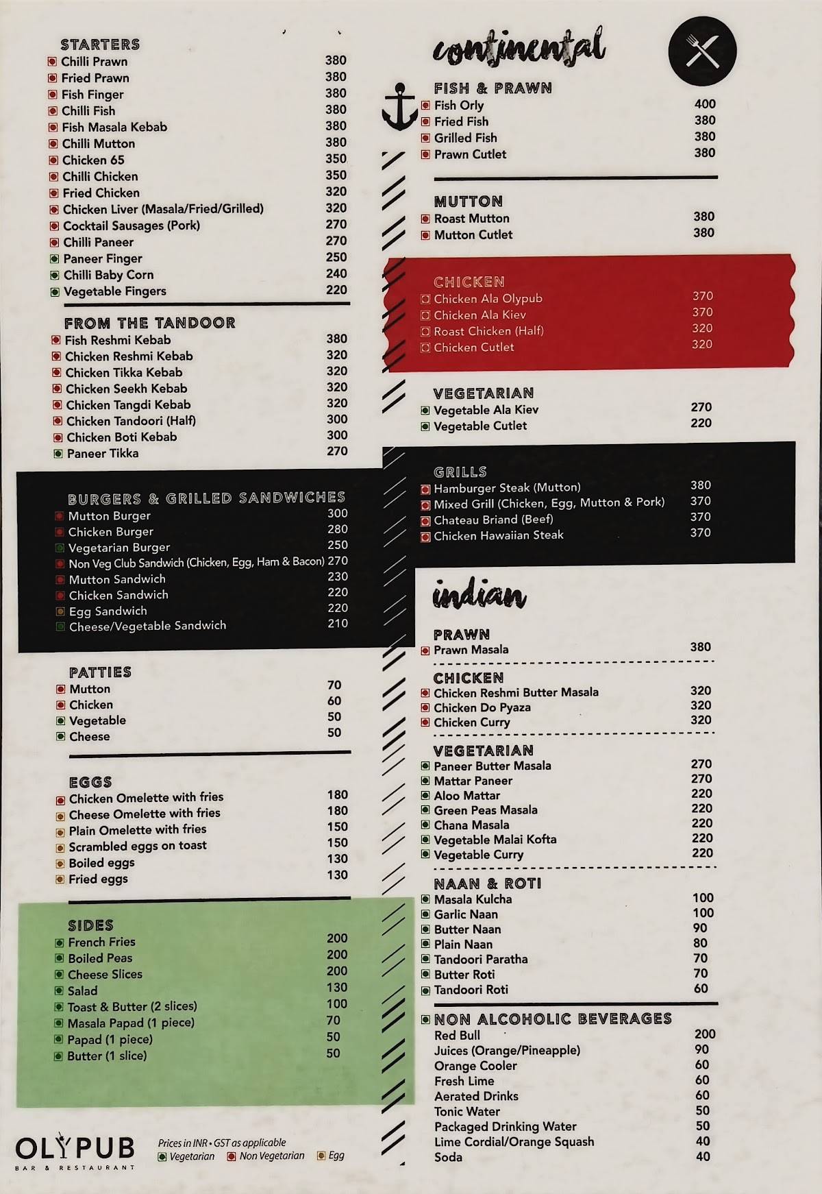 Olypub menu