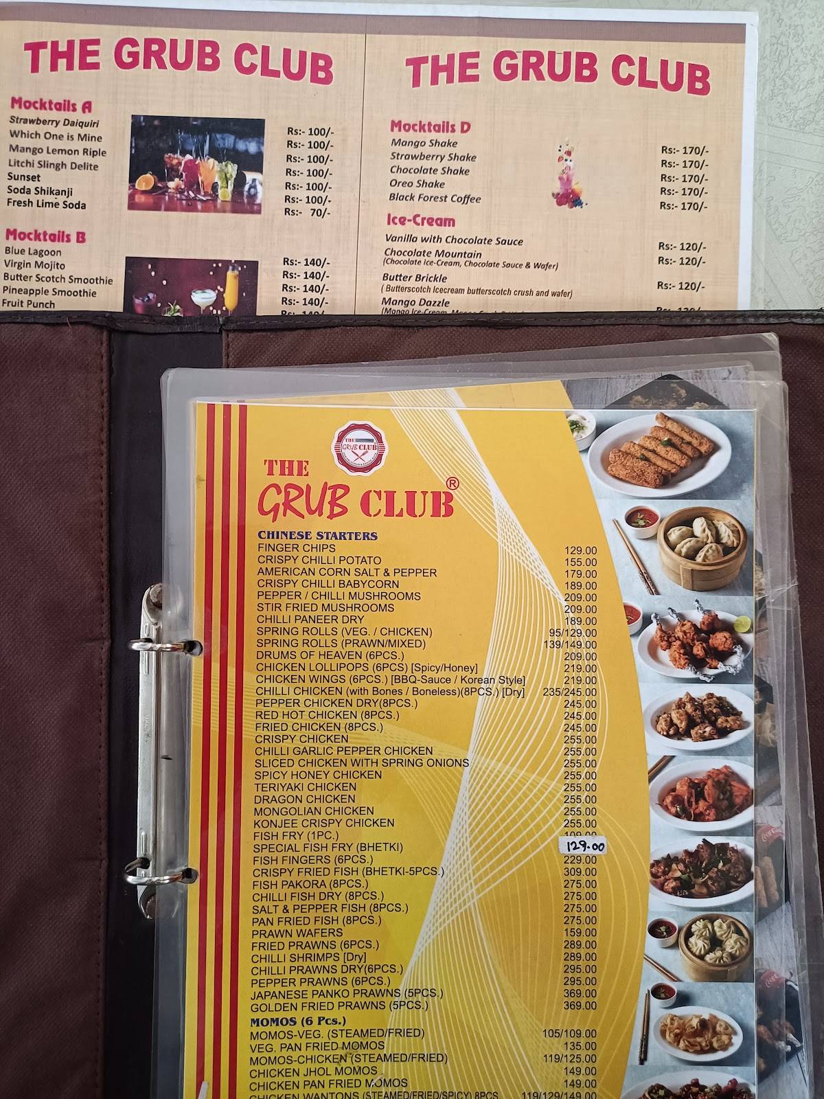 The Grub Club menu