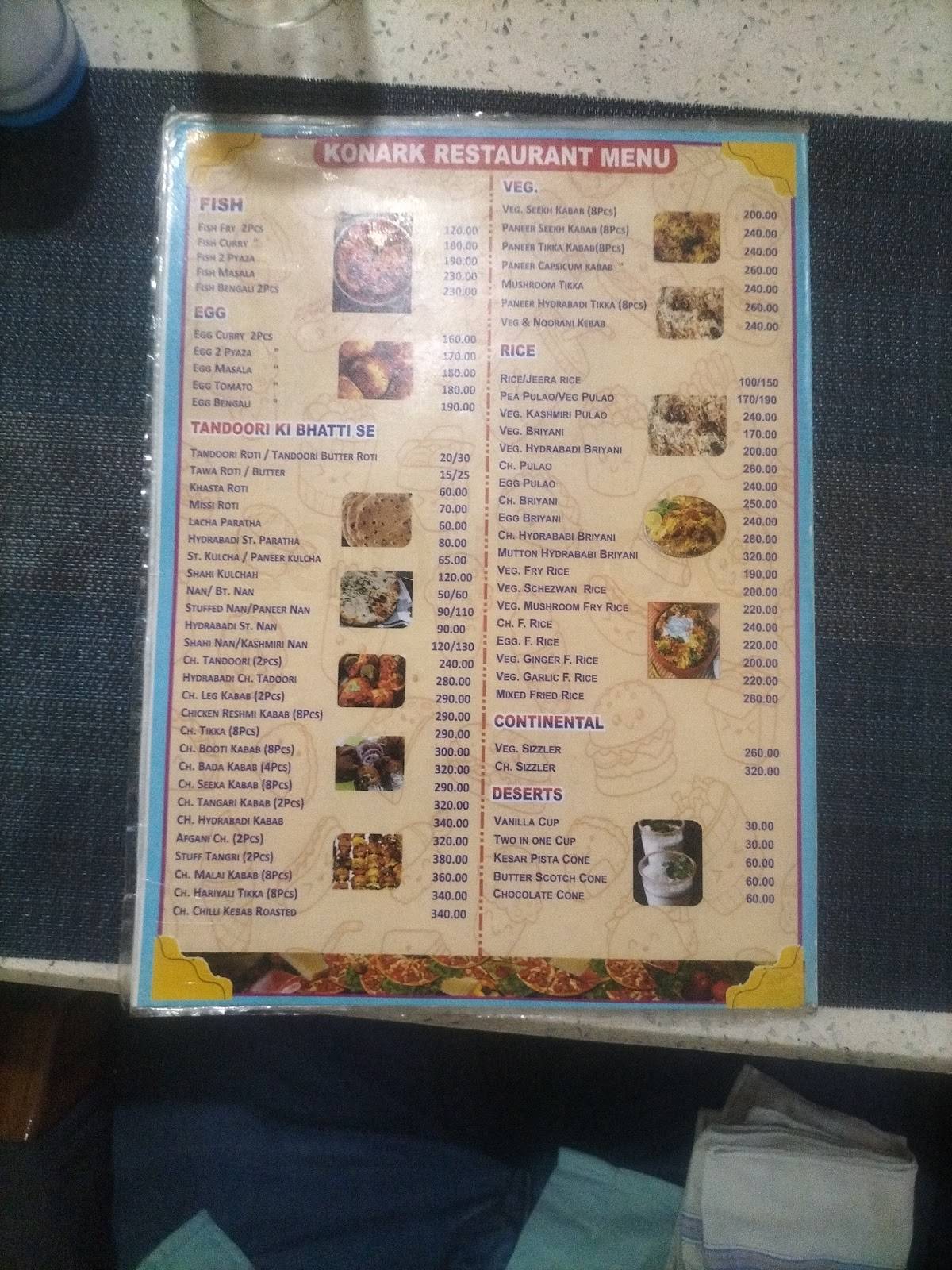 Konark Restaurant menu