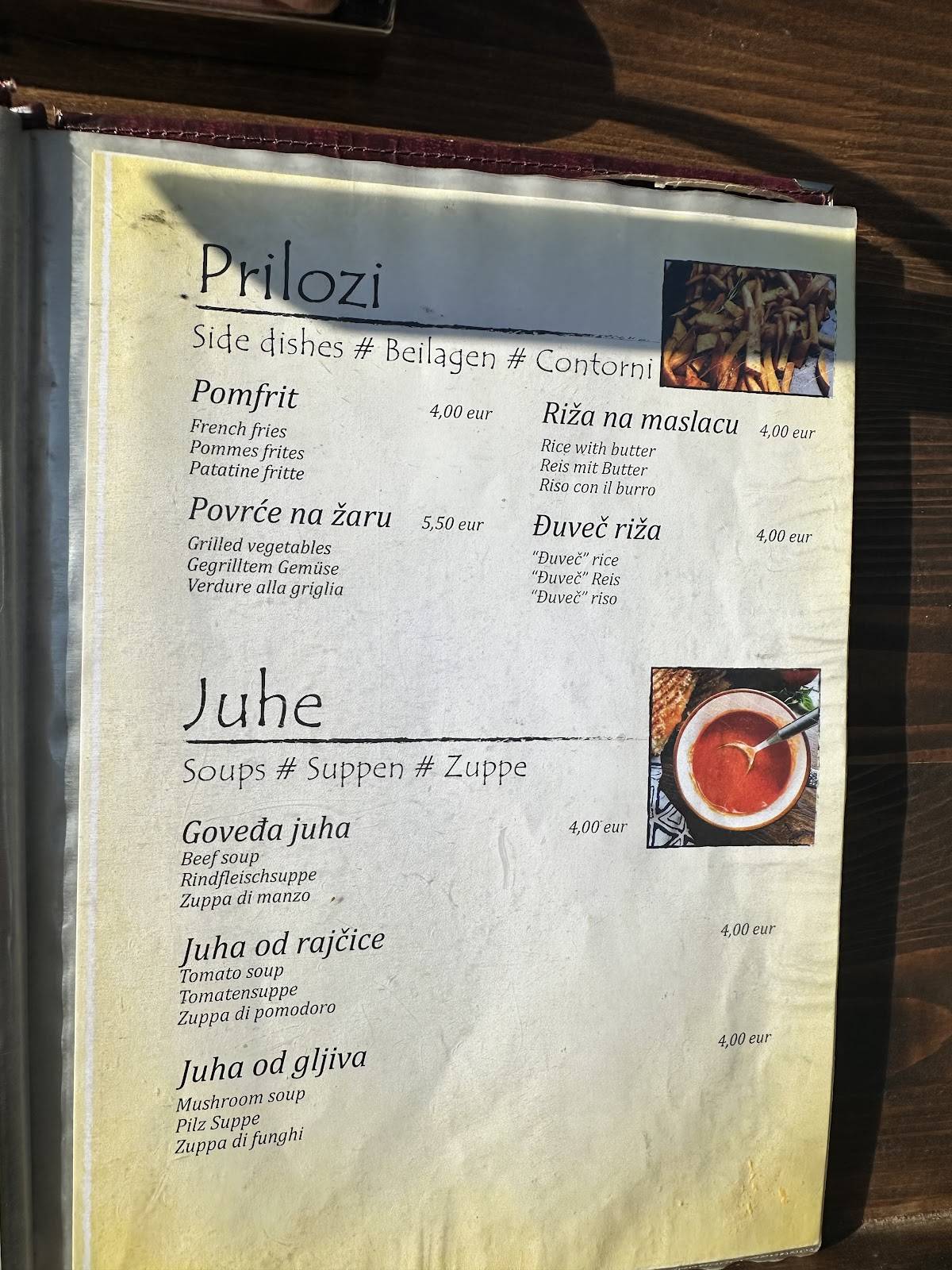 Menu di Konoba Novak 