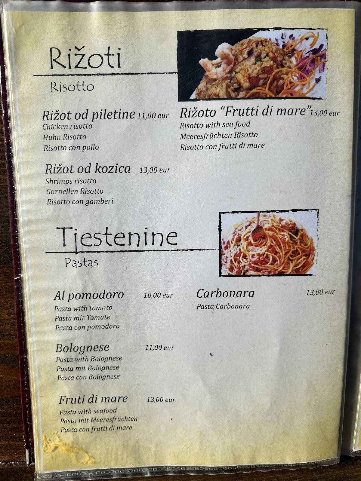 Menu di Konoba Novak 