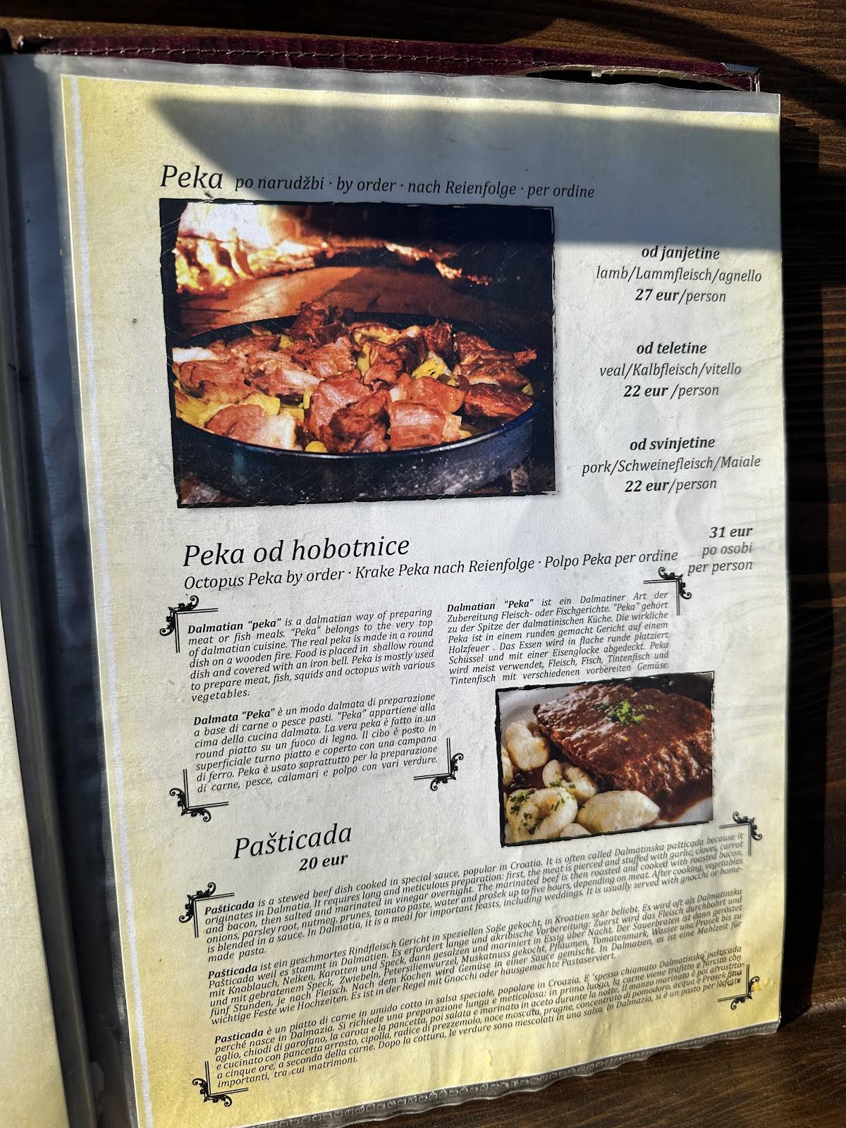 Menu di Konoba Novak 