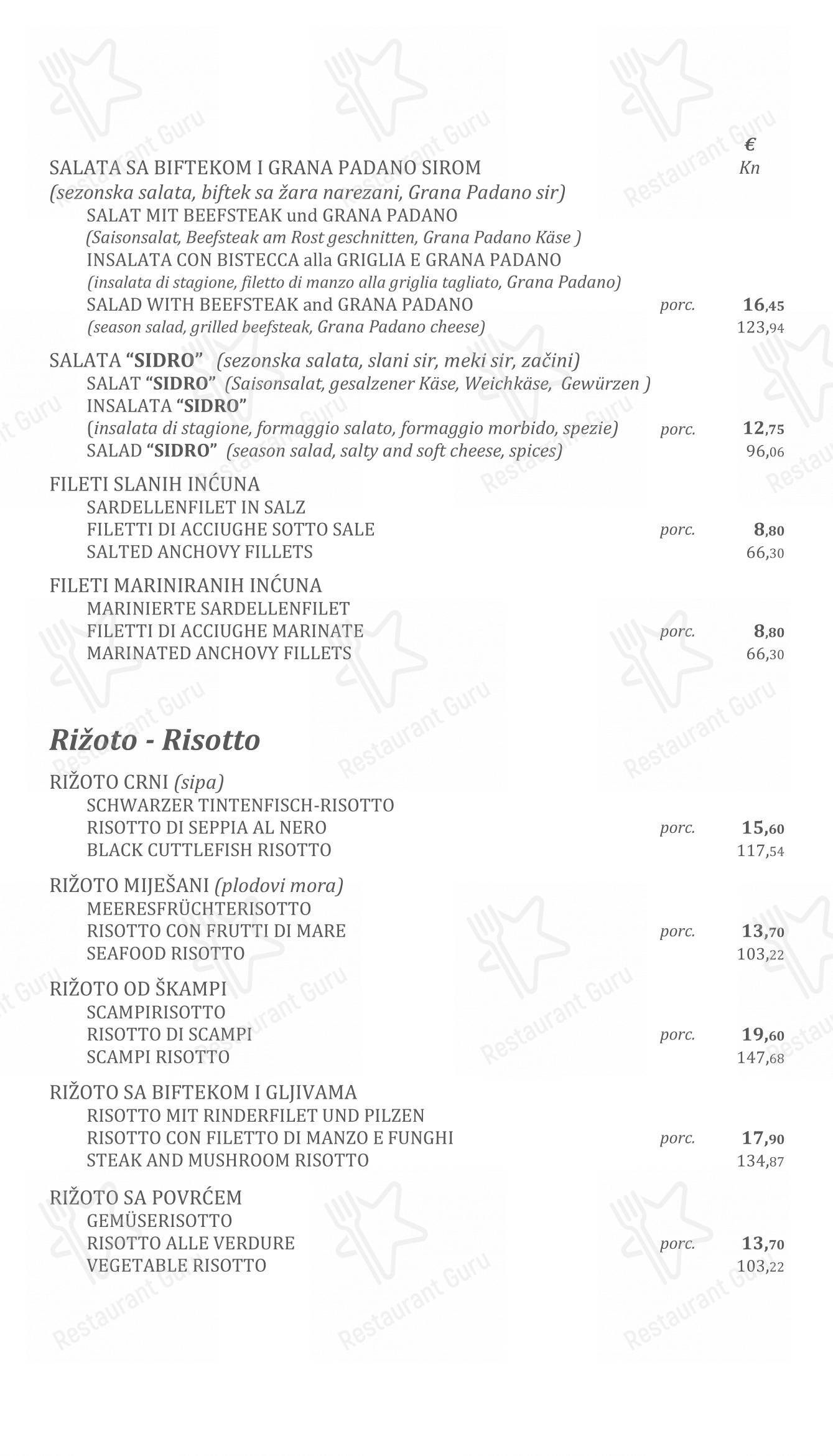 Menu per Konoba Sidro ristorante