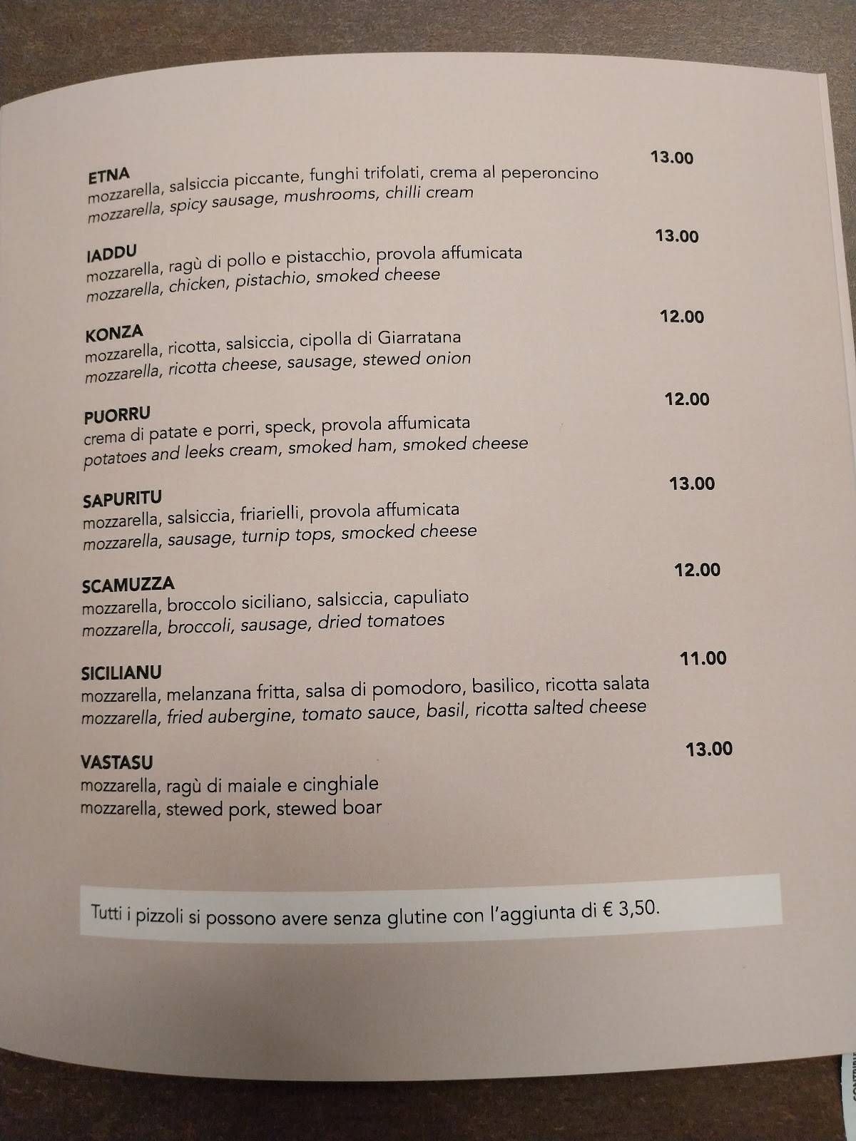 Menu di Konza Pizzeria Pizzoleria Ristorante 