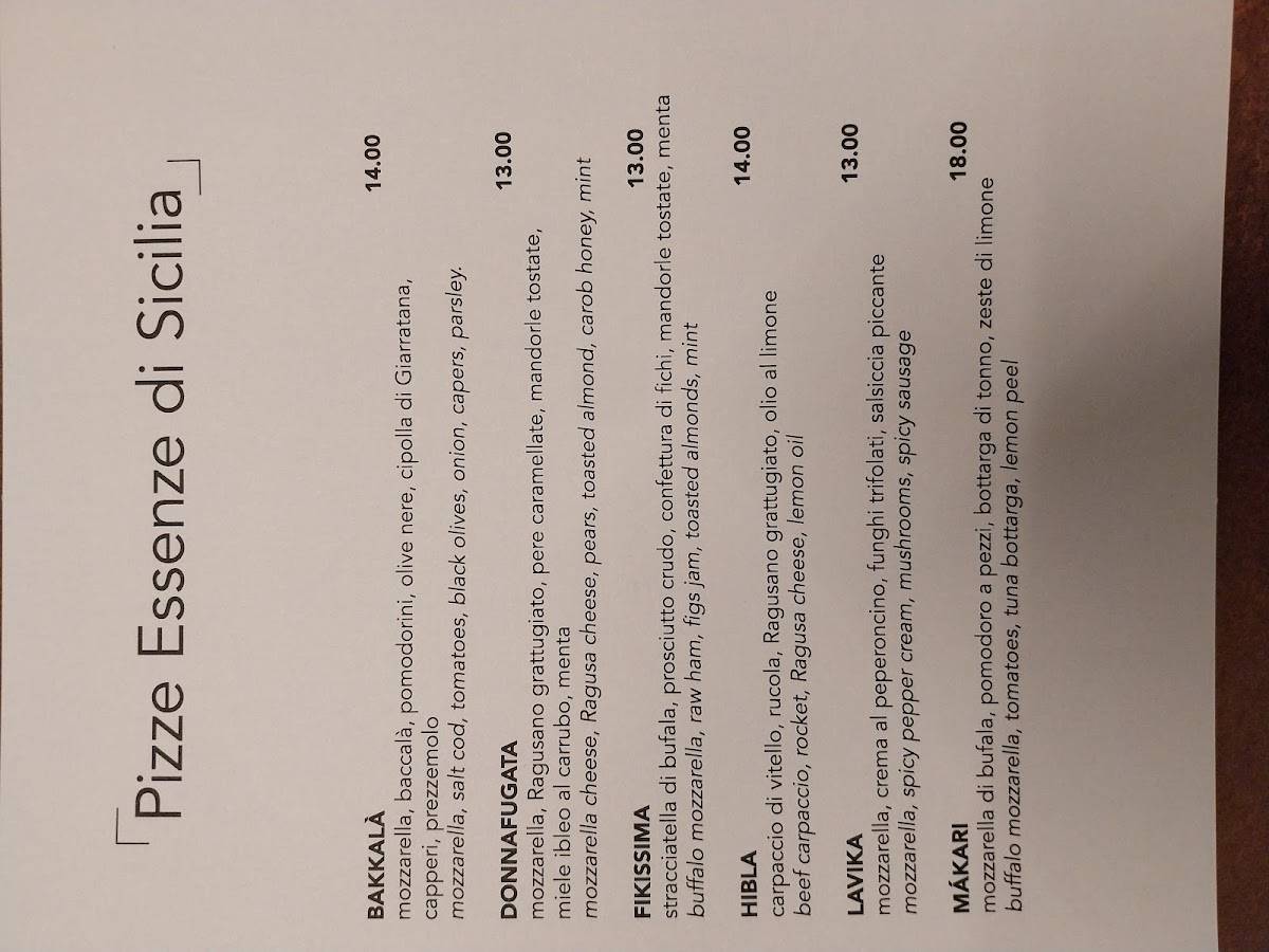 Menu di Konza Pizzeria Pizzoleria Ristorante 