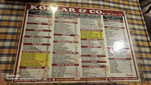 Koolar & Co menu