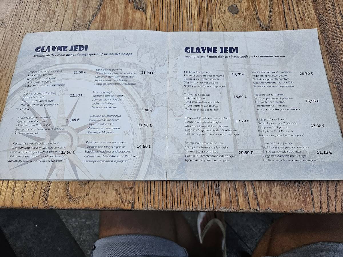 Menu di Mornarček, ribja kantina - fish house 