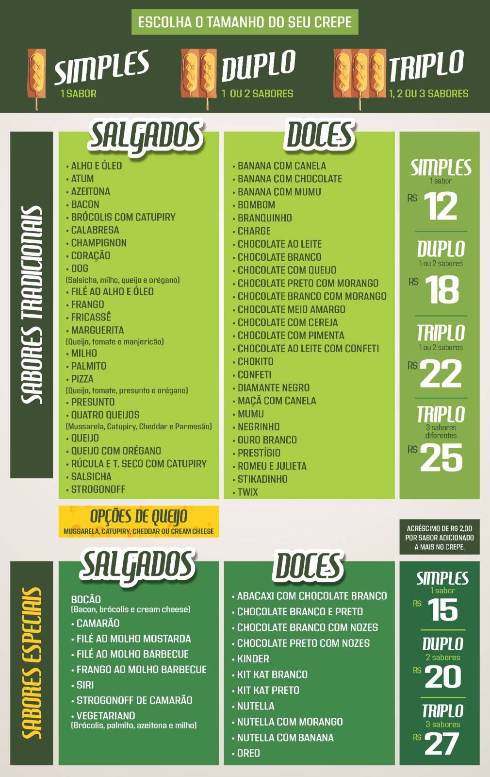 Krep's do Bocão - Crepe na Barra de Imbé cardápio