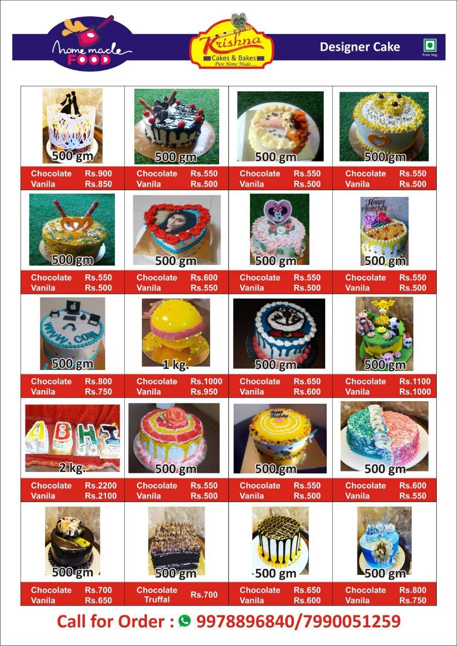 Menu at Krishna Cakes&Bakes, Ahmedabad