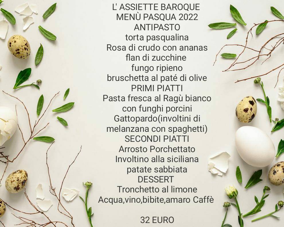 Menu di L'assiette Baroque 