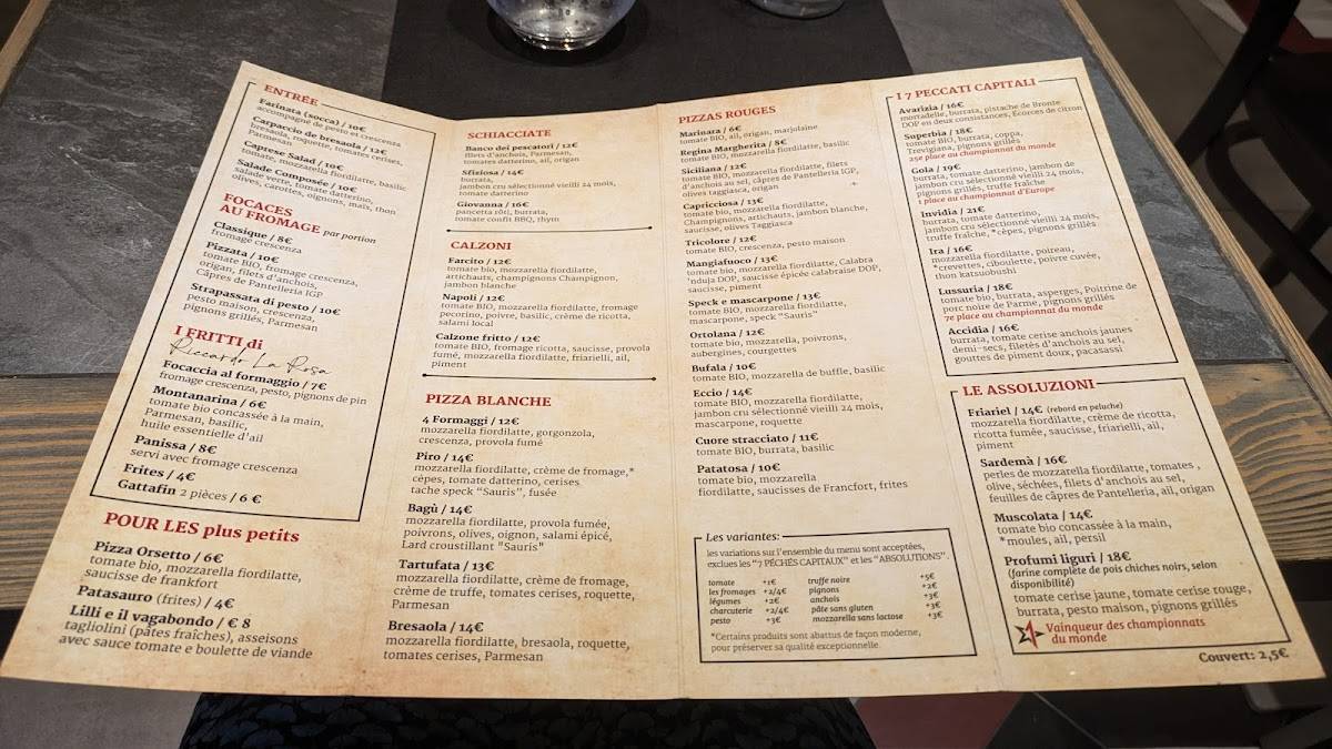 Menu di Pizzeria La Picea 