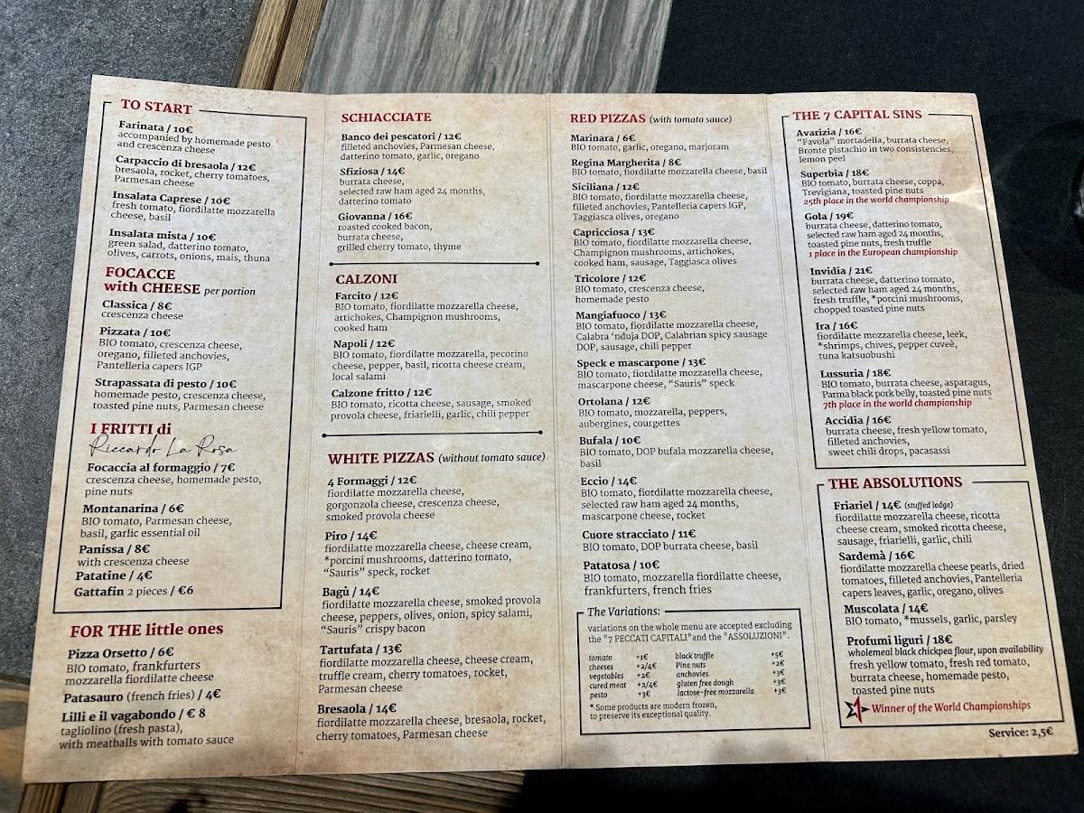 Menu di Pizzeria La Picea 