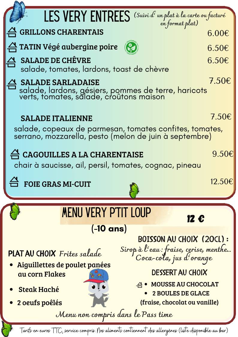 Menu de La Very Table Café Restaurant