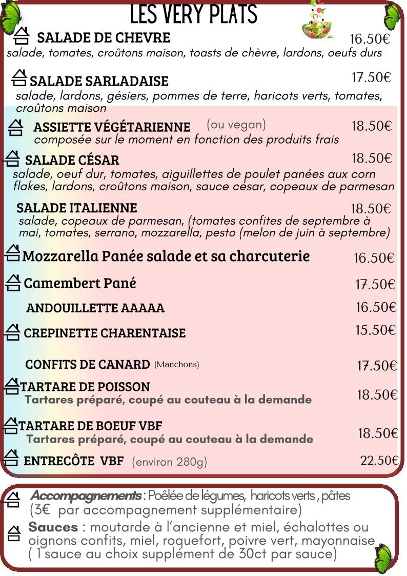 Menu de La Very Table Café Restaurant