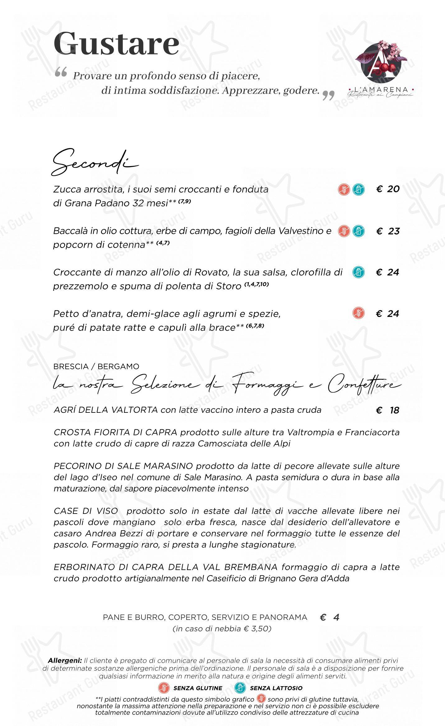 Menu di L'Amarena Ristorante ai Campiani - Menu