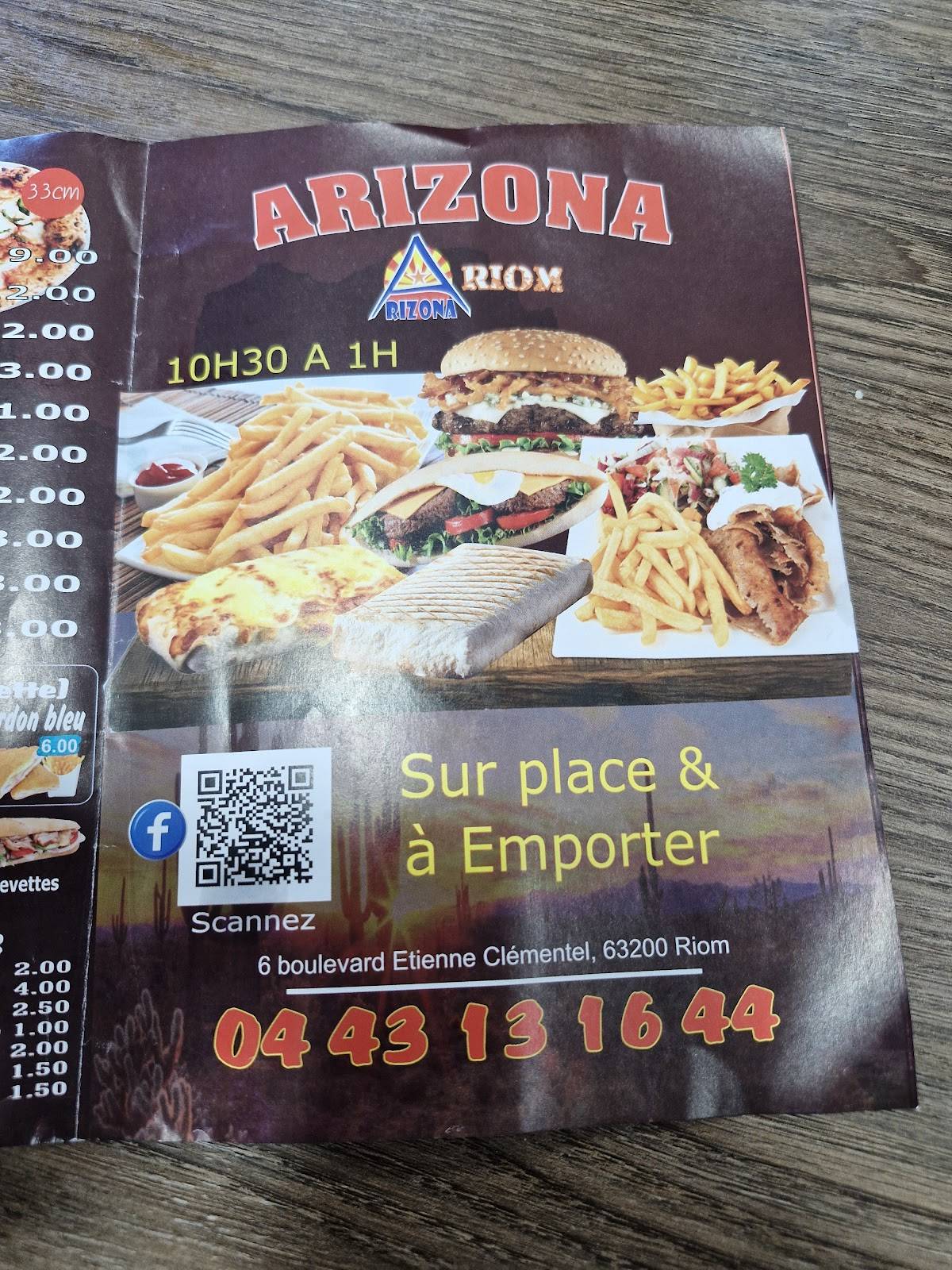 Menu de L'Arizona