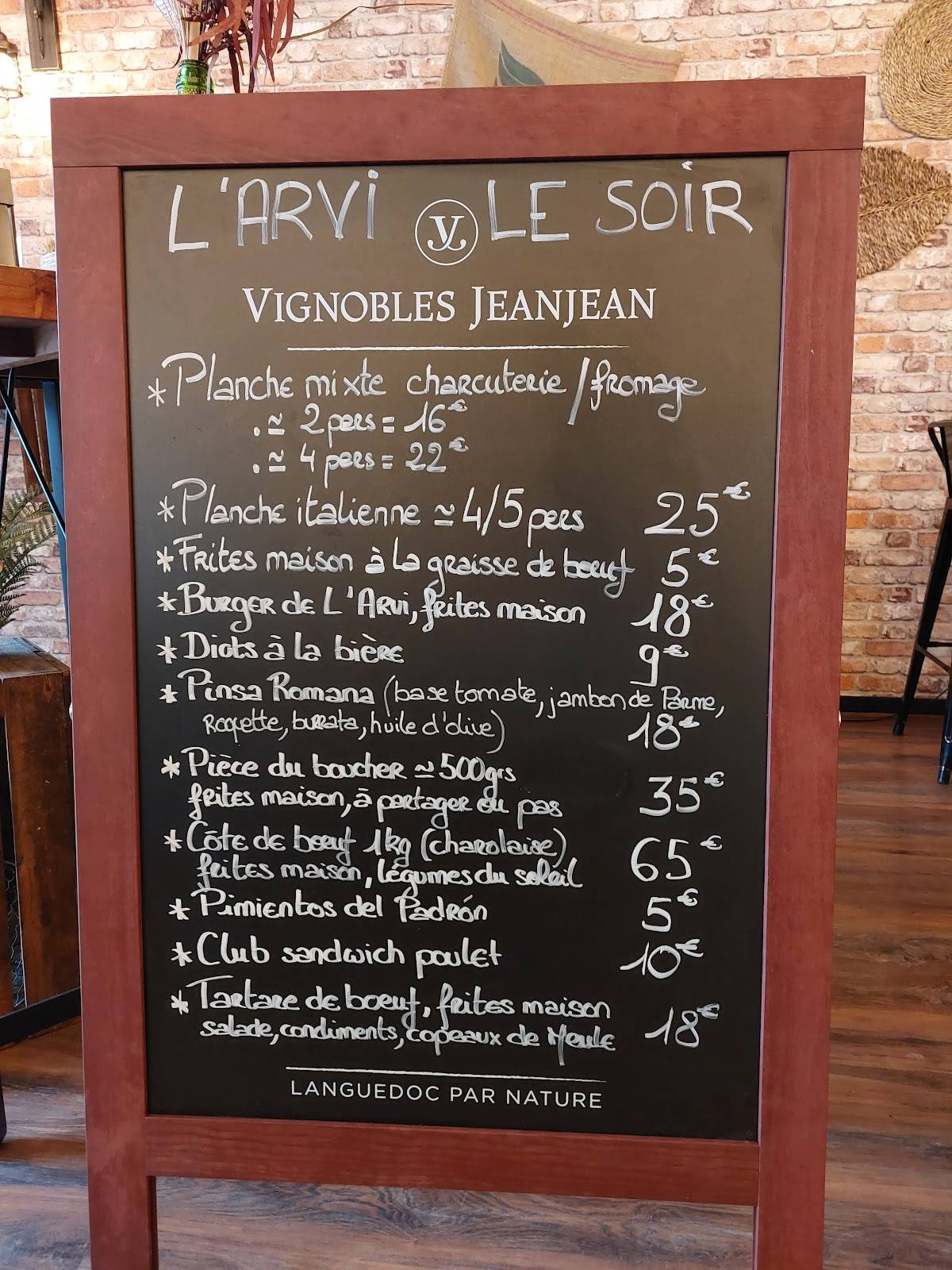 Menu de L'Arvi