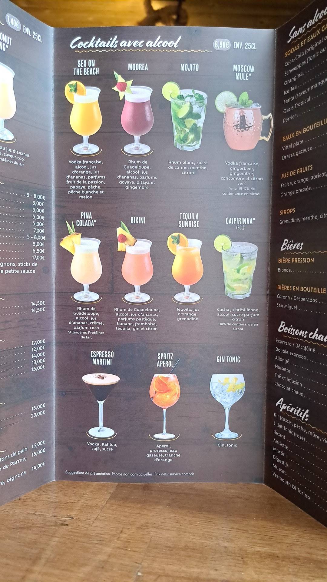 Menu de L'Aviateur