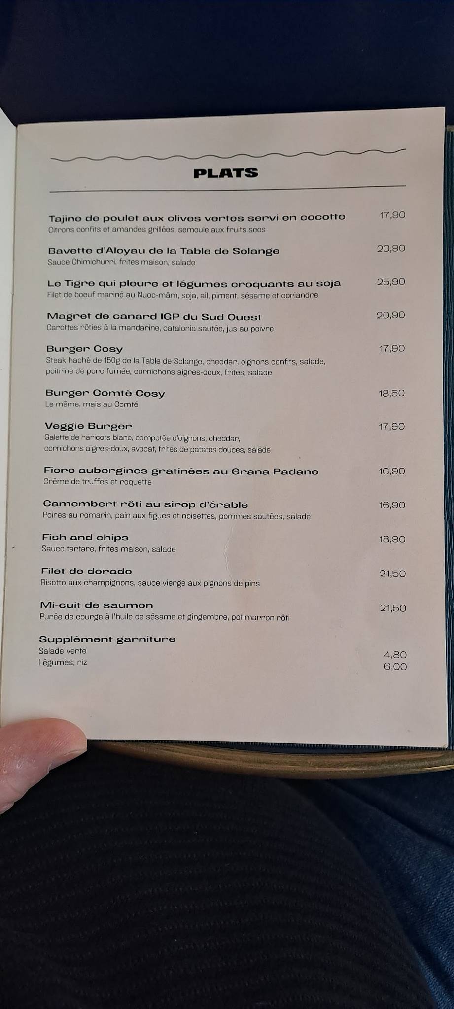 Menu de LE COSY PICPUS