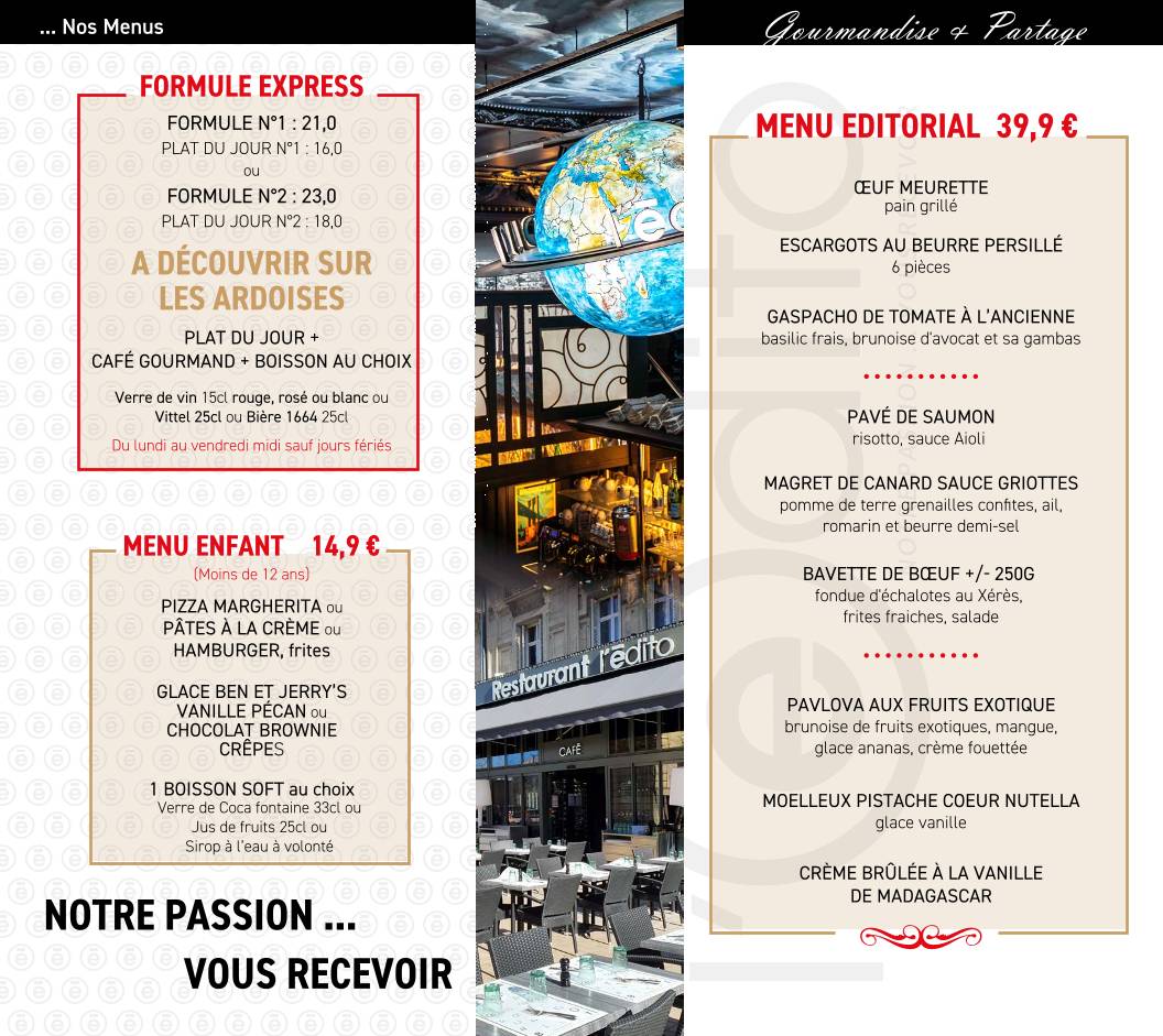 Menu de L'Edito Dijon