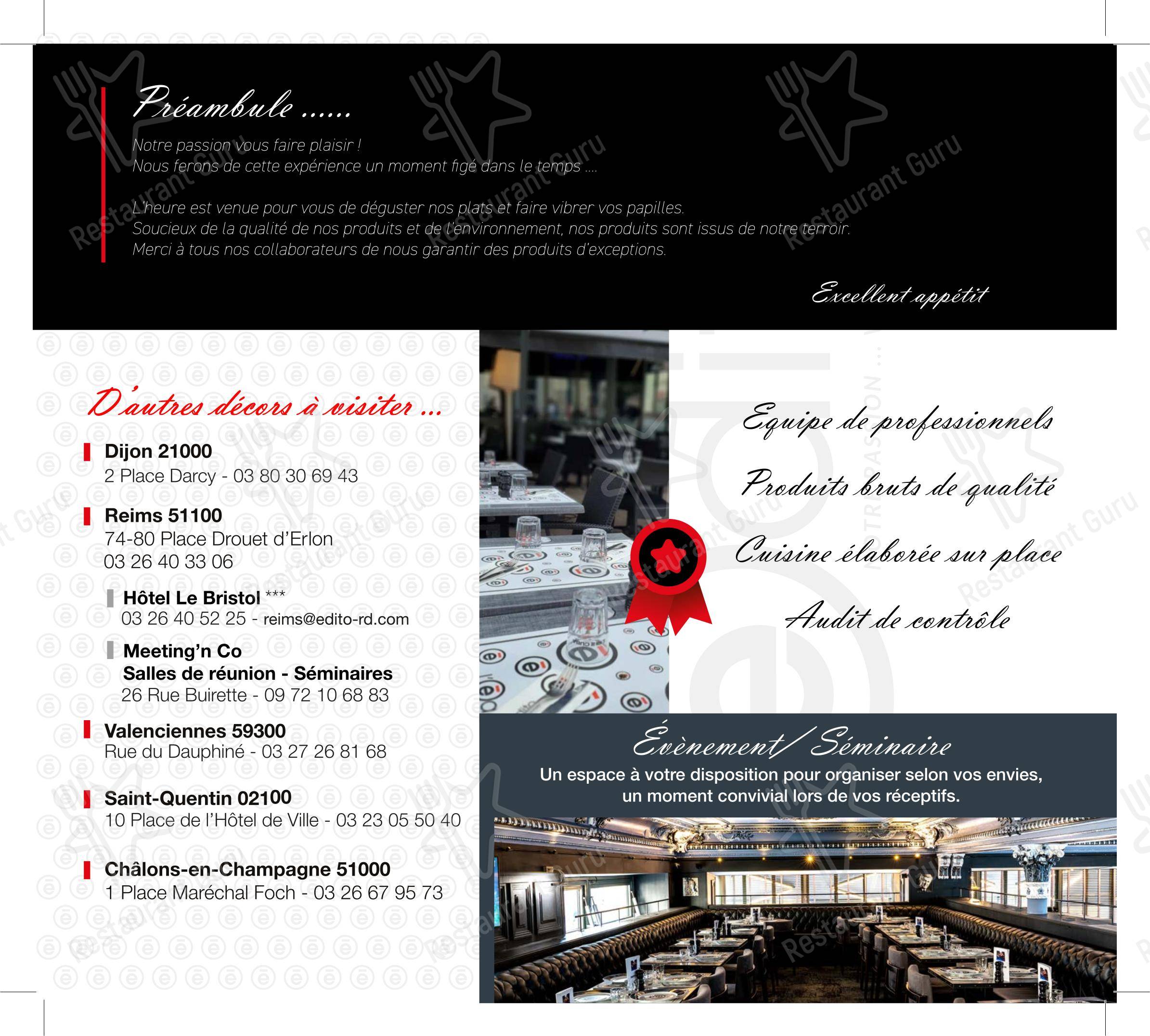 Menu pour L'Edito Dijon - Menu