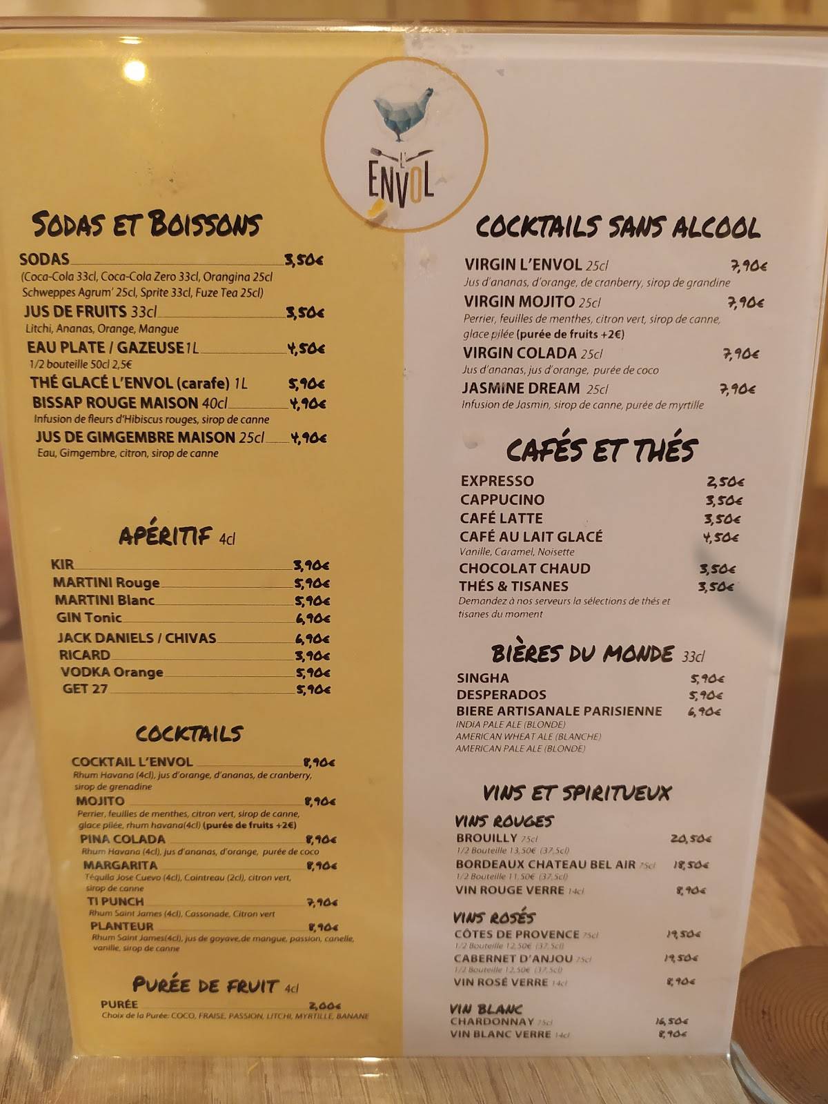 Menu de L’Envol