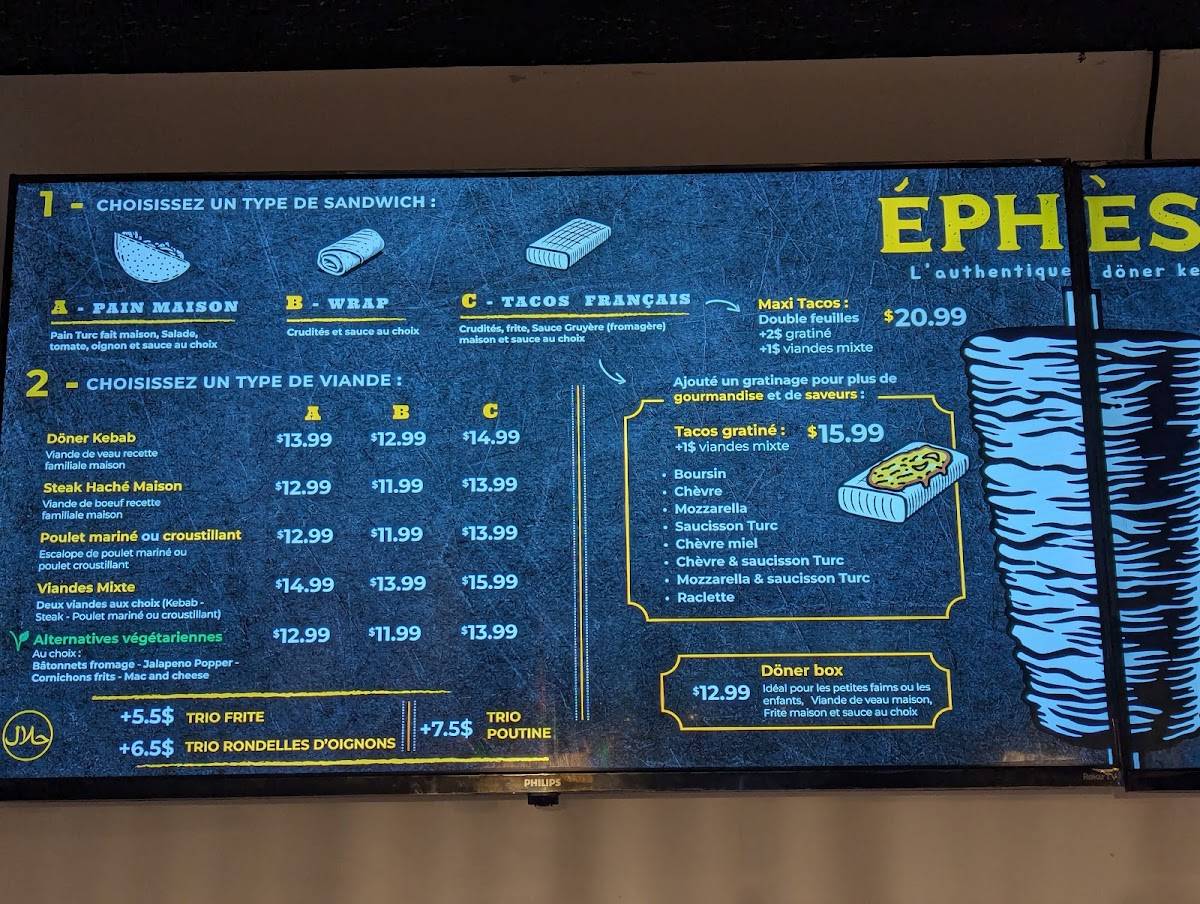 Menu de Ephèse Montcalm