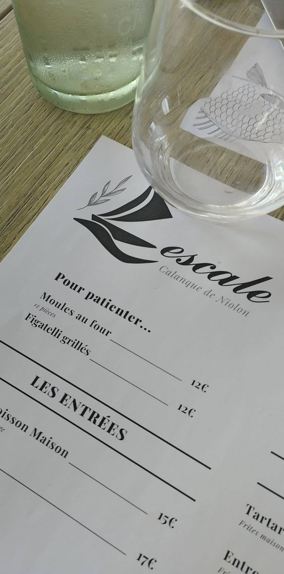 Menu de L'Escale - Restaurant Niolon