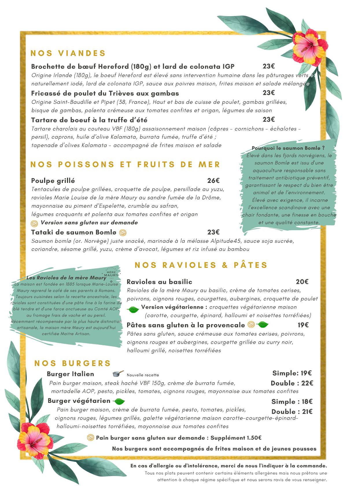 Menu de L'Infini