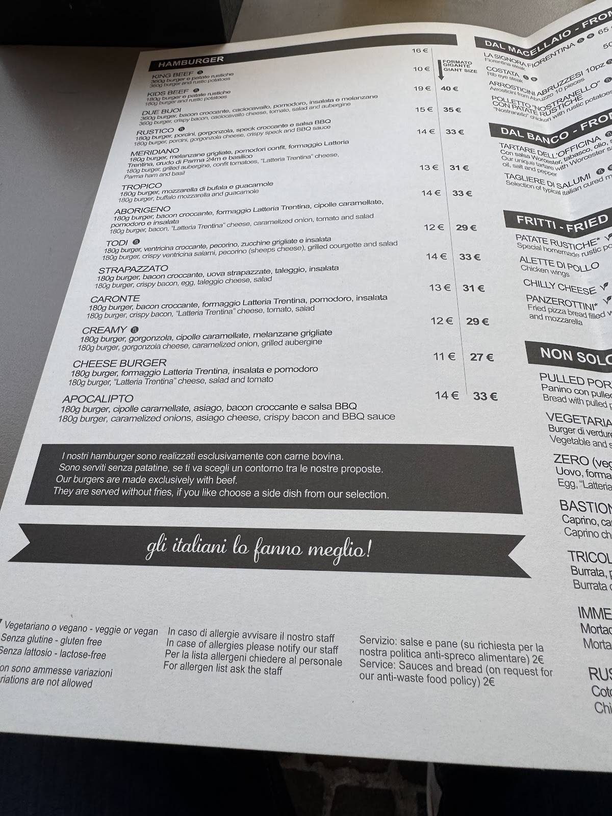 Menu di L'Officina del Panino - Hamburgeria Bisteccheria 
