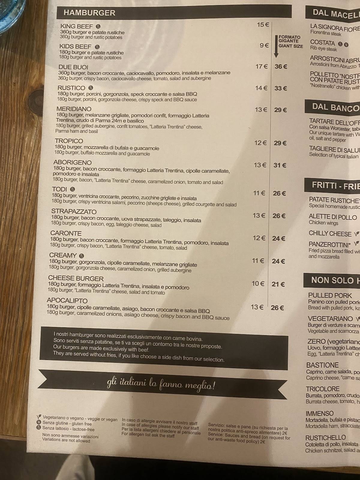 Menu di L'Officina del Panino - Hamburgeria Bisteccheria 