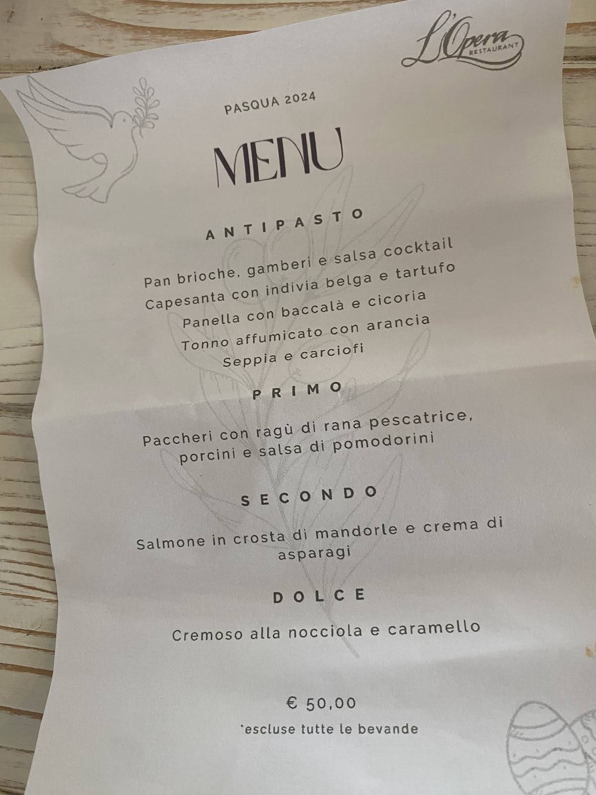 Menu di L'Opera Restaurant 