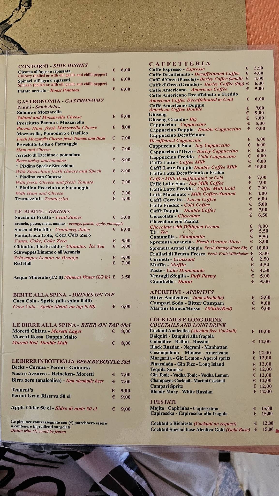 Menu di La Biga Wine Food 