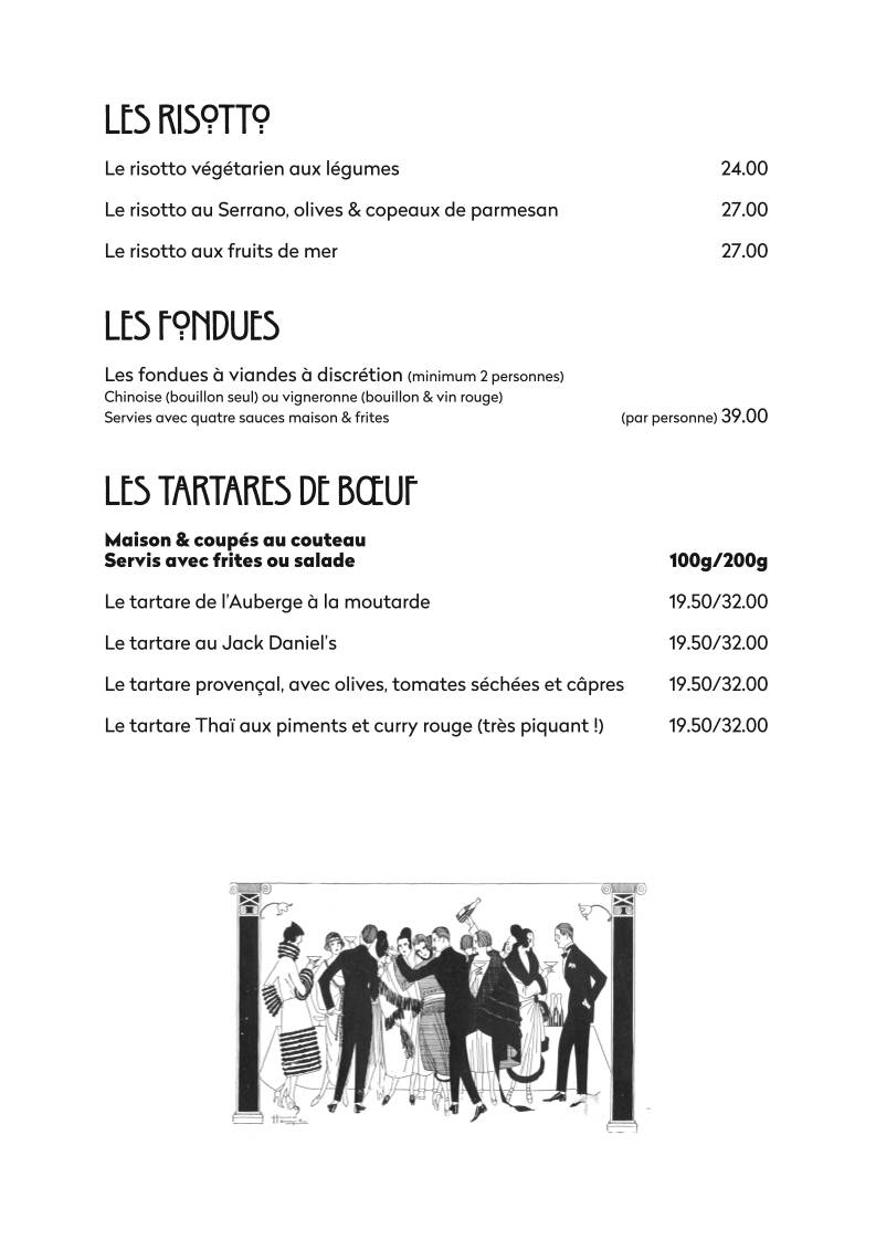 Menu di La Brasserie - Auberge des Vieux-Toits 