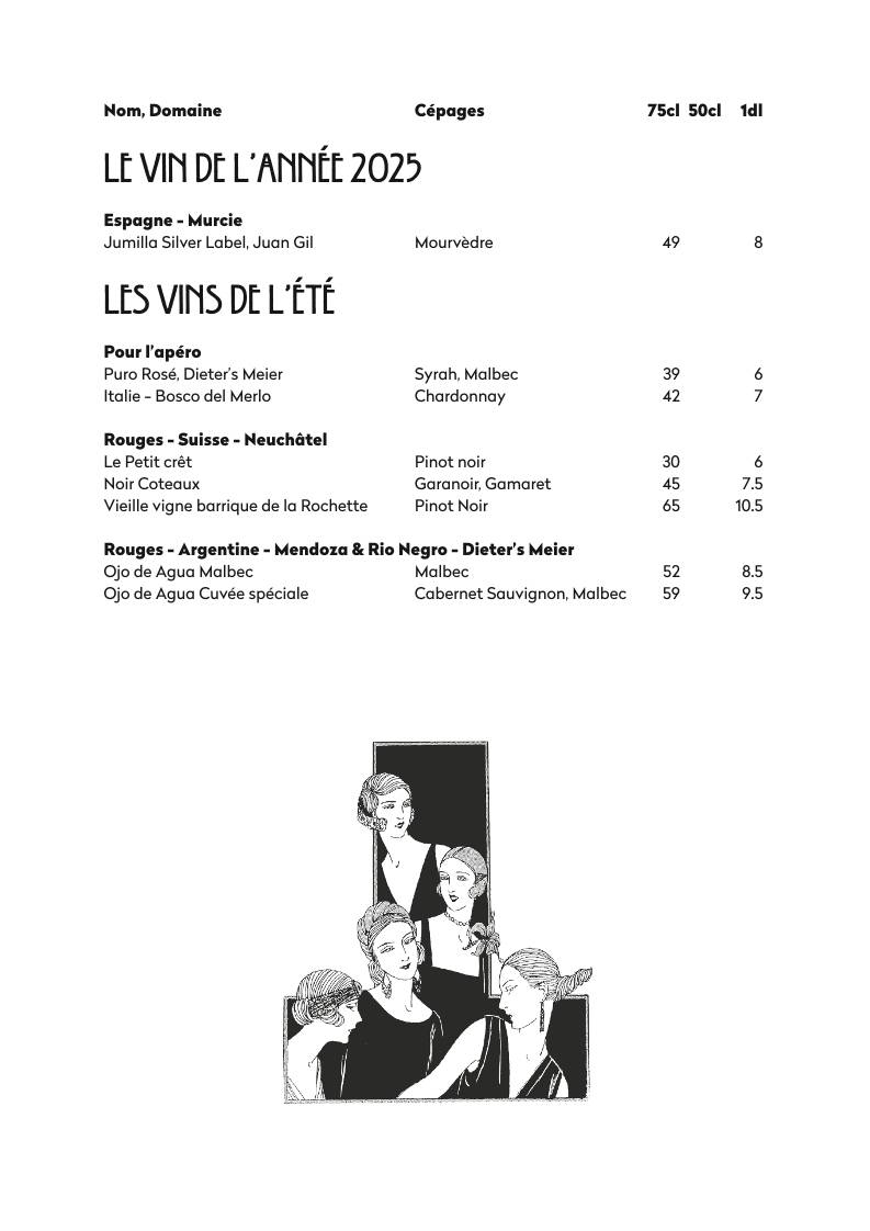 Menu di La Brasserie - Auberge des Vieux-Toits 